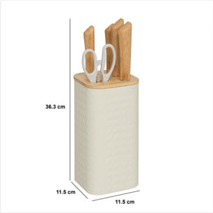 Bloc "Sensia" 4 couteaux et ciseaux manches en bambou