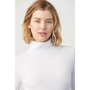 Maglia termica bianca a maniche lunghe con collo alto