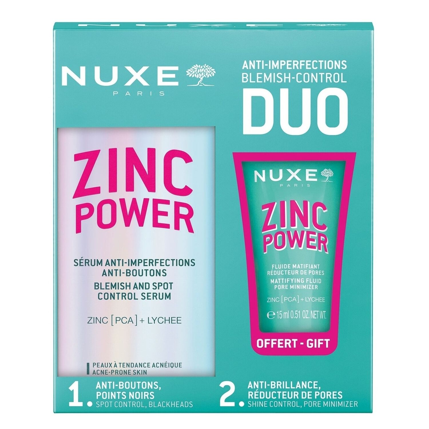 Zinc Power - Coffret Duo soin jour - Sérum 45 ml + Fluide matifiant 15 ml
