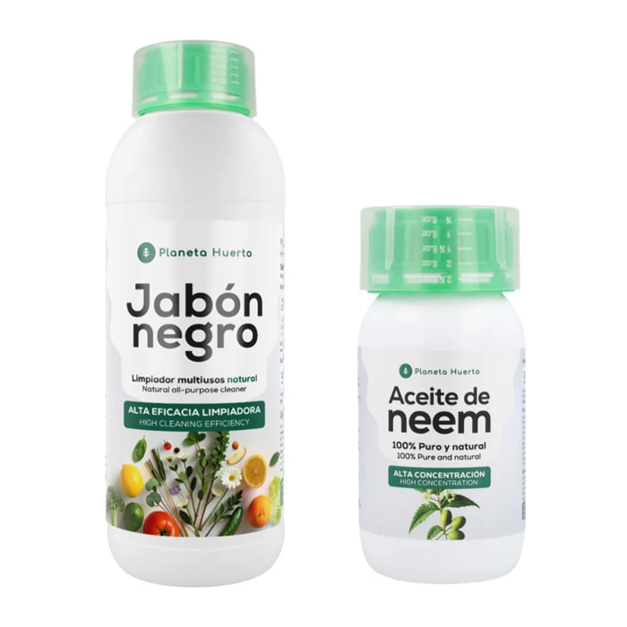 Pack Jabón Potásico Negro 1L + Aceite de Neem 250 ml Planeta Huerto