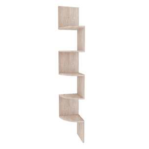 Libreria Angolare Scaffale 5 Ripiani Legno MDF Mensole Espositive da Parete Design Moderno Elegante Casa Soggiorno Salotto Studio 123x20x20 cm Rovere