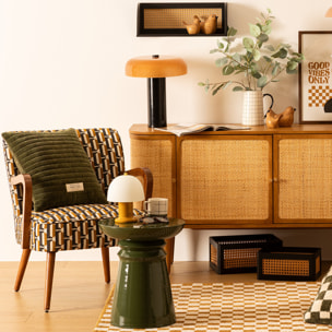 Table d'appoint totem Jaya métal vert D38cm