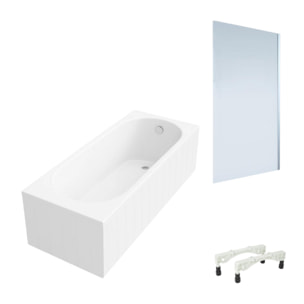 Baignoire droite avec pieds 170x75cm VILLEROY & BOCH O.Novo Blanc + Pare bain droite AURYS Mist 1 chromé