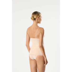 Canottiera con spalline in bambù beige