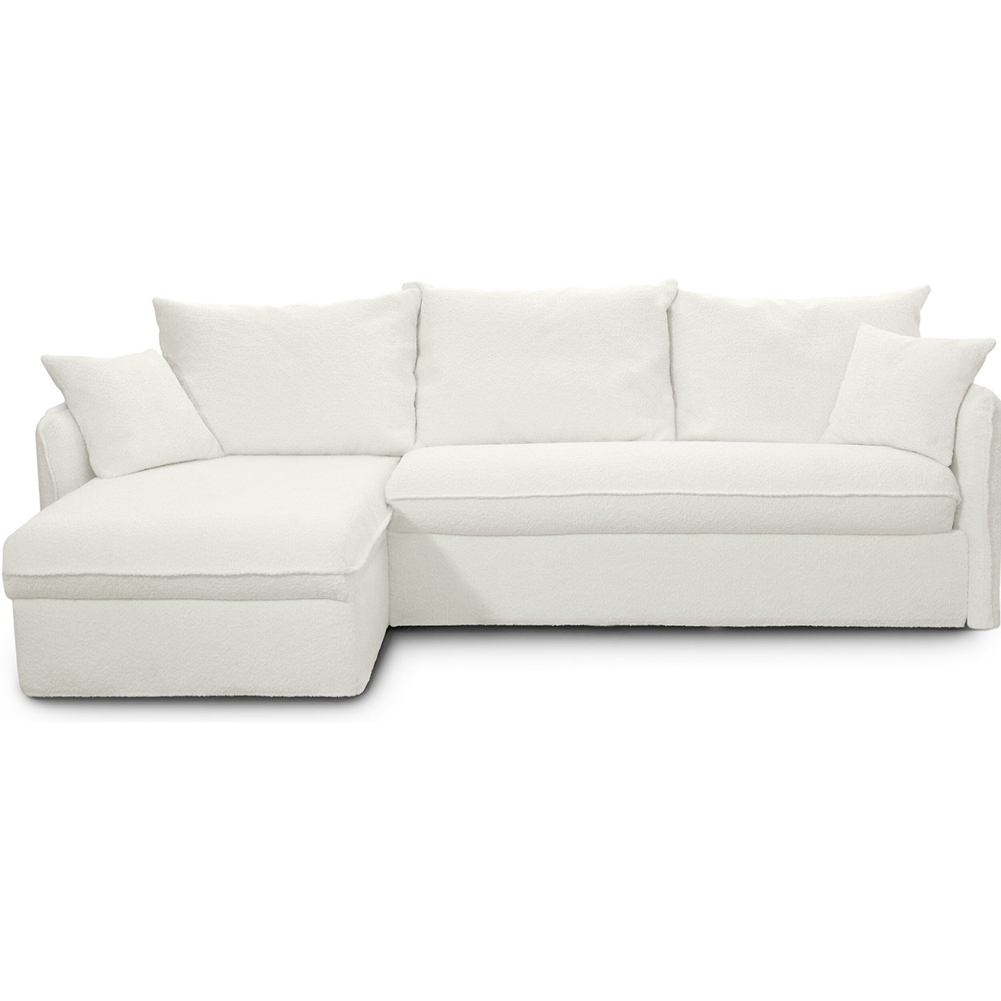 Canapé d'angle convertible express déhoussable 5 places en tissu bouclette - GINA