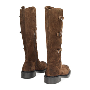 Botas de combate altas de ante marrón oscuro