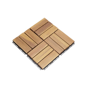 Lot de 36 dalles de terrasses 30x30cm en bois d'acacia. motif carré. clipsables