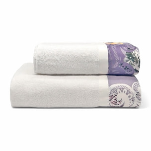 Set Spugna RAMAGE 2 Pezzi: Viso+Ospite - Bianco - 450 gr/m² - Puro Cotone
