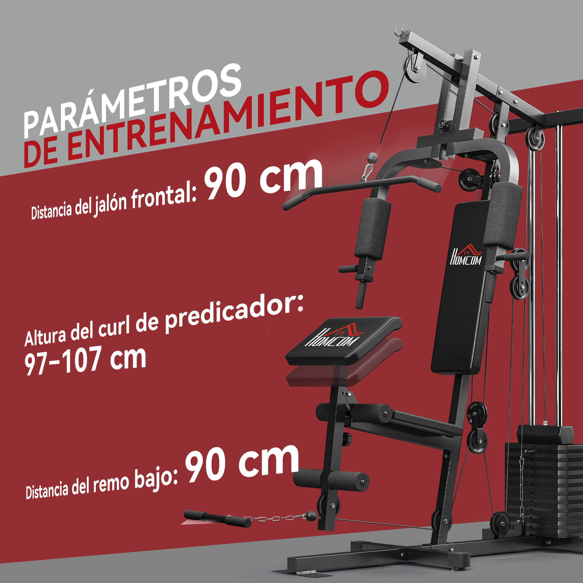 Multiestación Musculación, Máquina de Musculación con Prensa de Pecho, Placas de Peso 65 kg, Curl de Piernas y Brazos, Polea Mariposa, Carga 100 kg para Entrenamiento Casa Gimnasio Negro