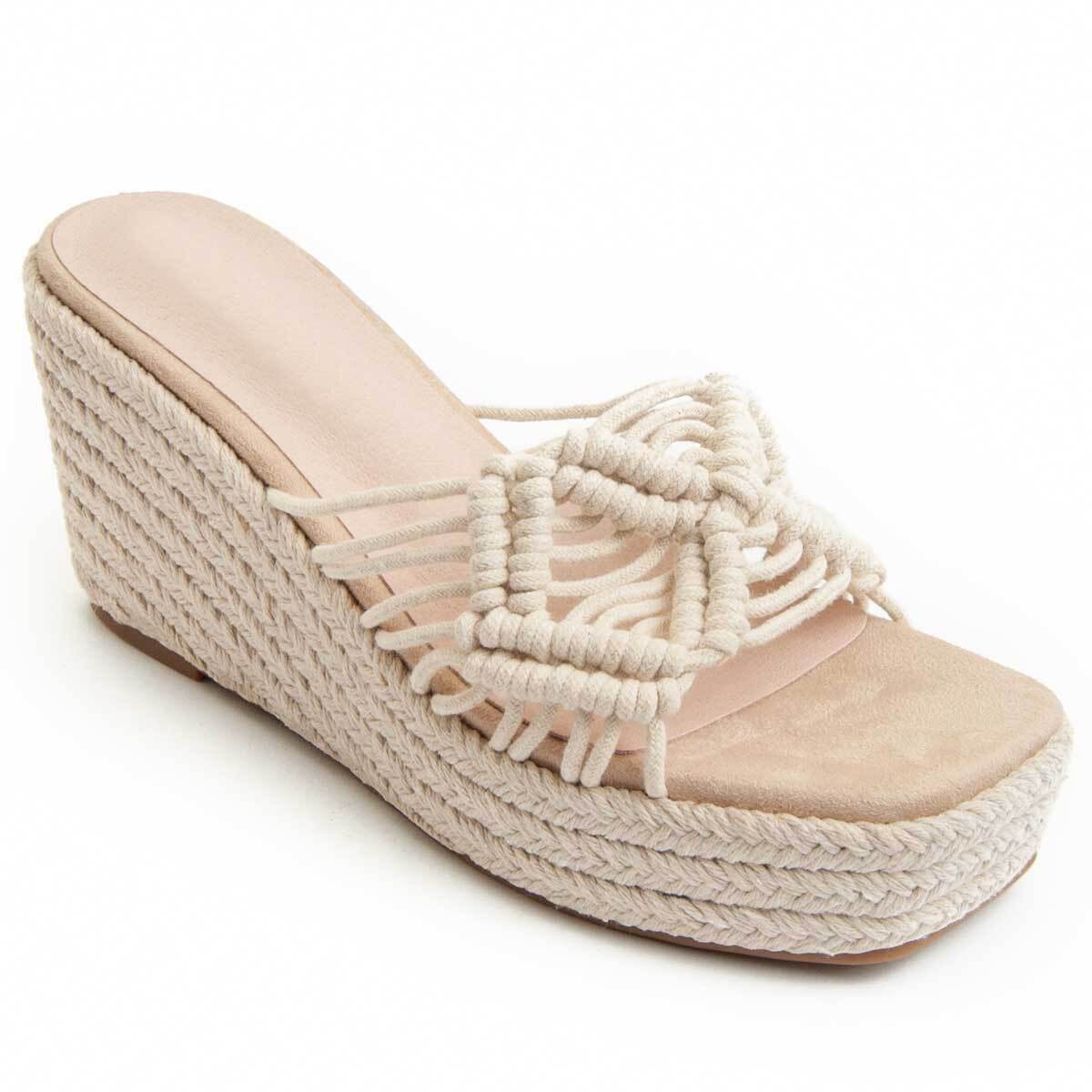 Sandalia de cuña - Beige - Altura: 9 cm