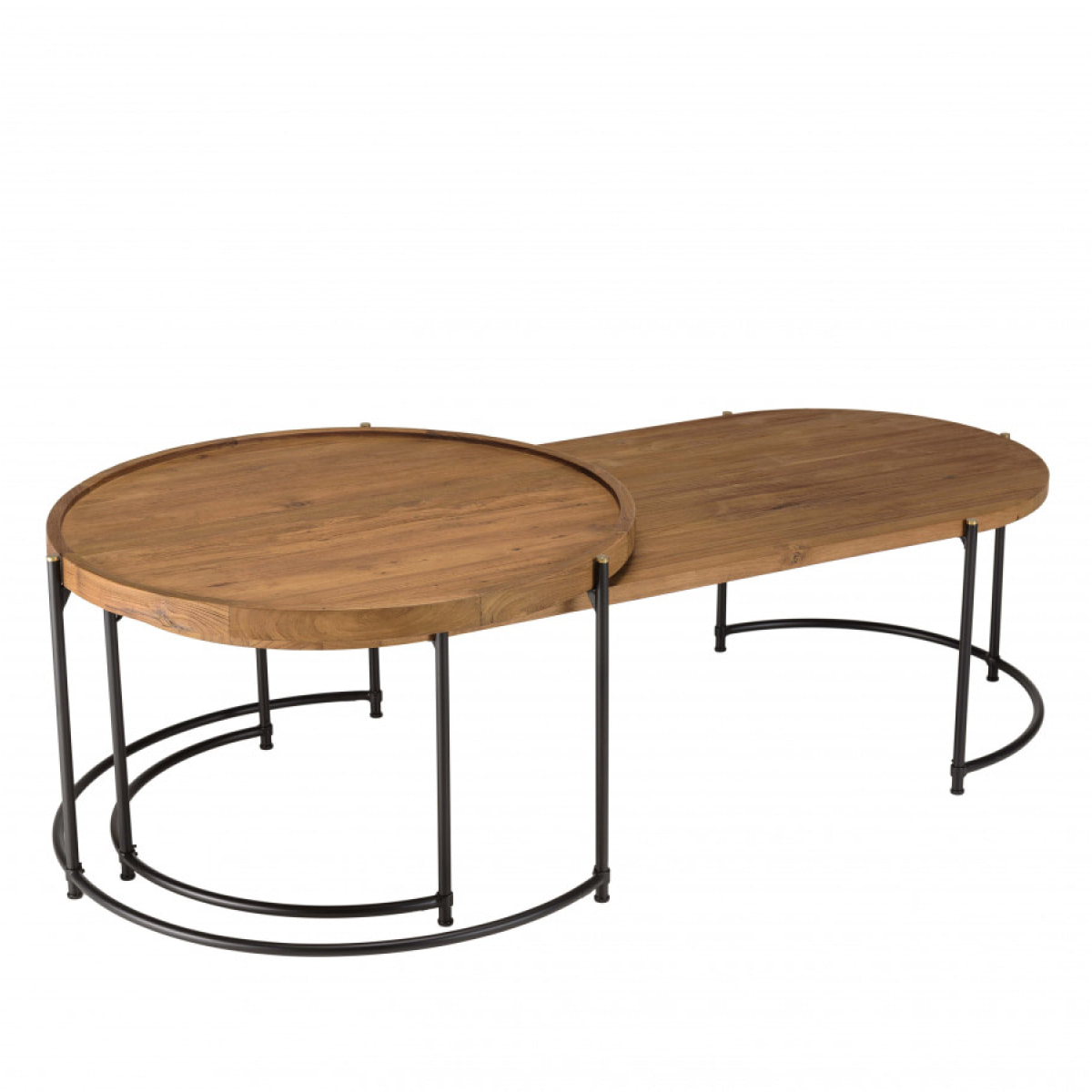 ALIDA - Set de 2 tables basses ovale et ronde