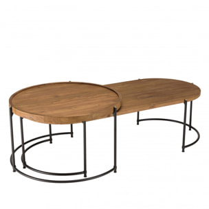 ALIDA - Set de 2 tables basses ovale et ronde