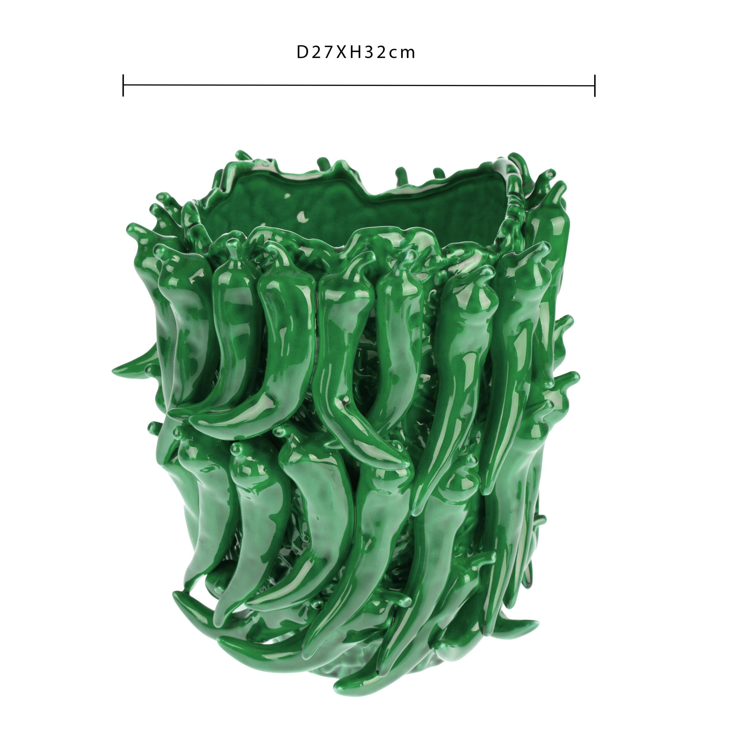 Vaso con peperoncini - Colore Verde - 25,5xH32x27cm - Bianchi Dino
