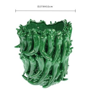 Vaso con peperoncini - Colore Verde - 25,5xH32x27cm - Bianchi Dino