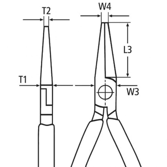 Pince demi-ronde avec tranchant KNIPEX Bec de cigogne - Isolé 1000V - 200 mm - 26 16 200