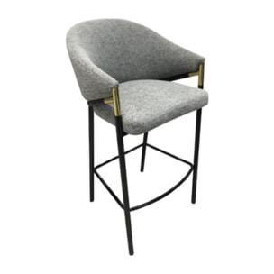 Set da 2 pz, Sgabello, Vienna, Boucle', verde salvia, Gambe nere con dettagli oro