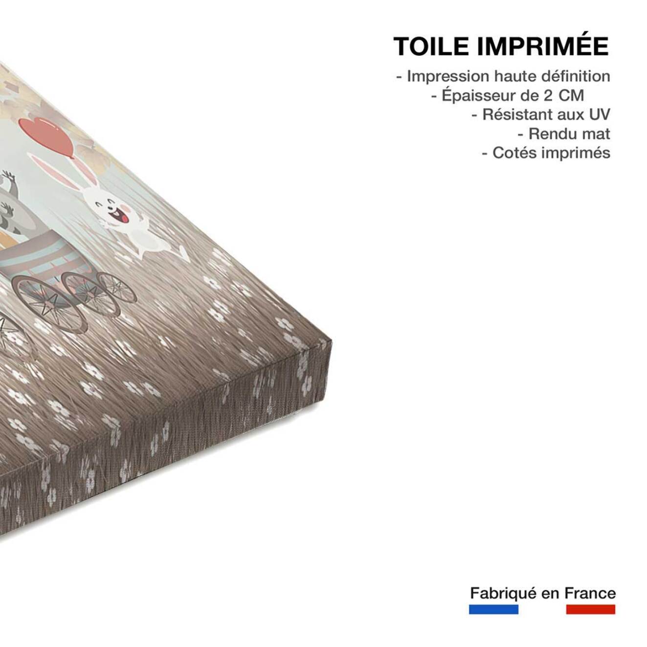 Tableau enfant girafe à velo - 80x50 cm Toile imprimée