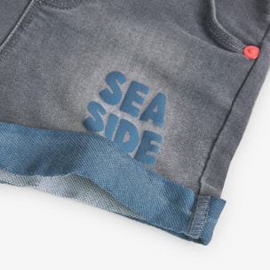 Bermudas en denim con estampado de color gris, Bermudas