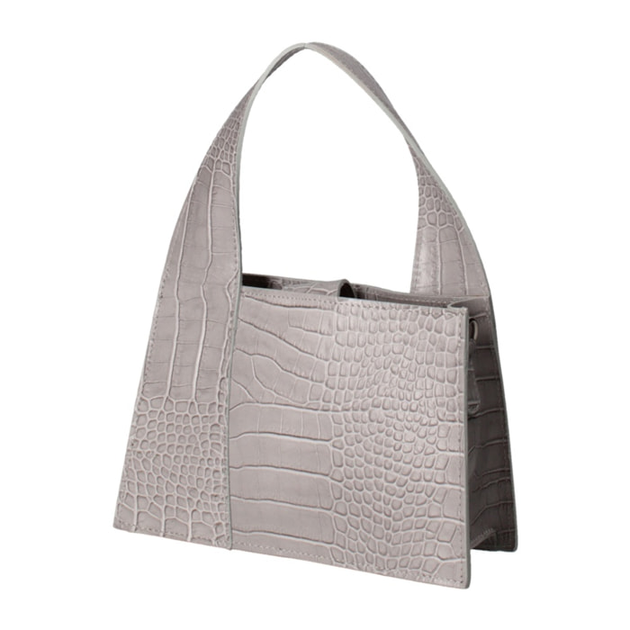 Borsa a mano da donna - Modello False - Vera pelle effetto cocco - 21.0 x 14.0 x 8.0 cm