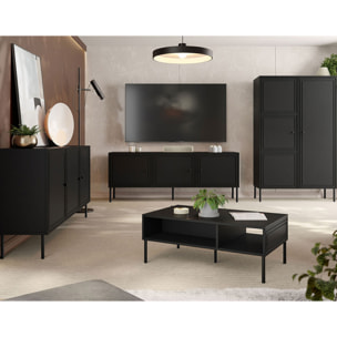 Lavaggi - meuble tv - 3 portes - 150 cm - Noir