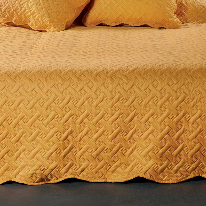 Couverture molletonné surpiquage graphique - Jaune