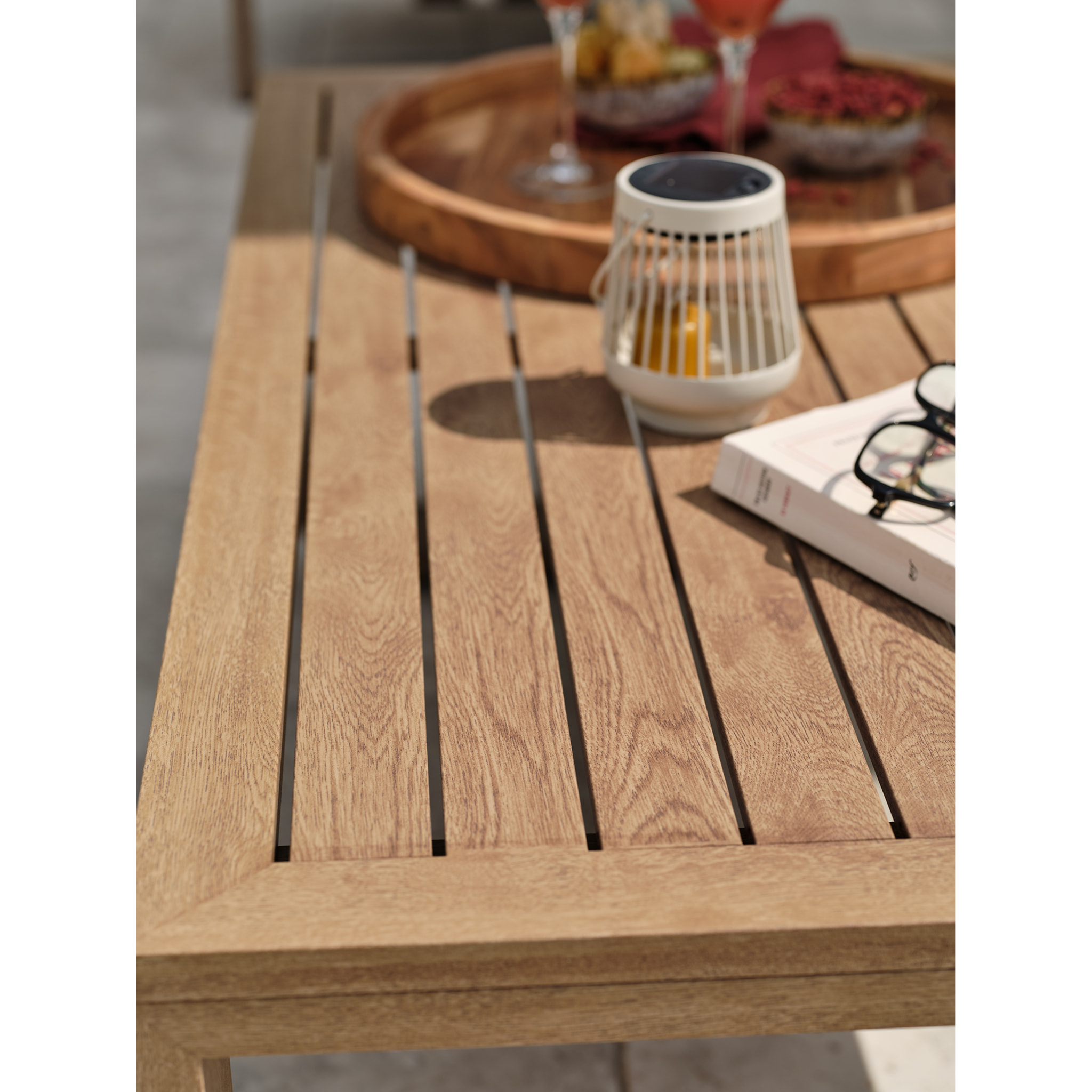 DAVAO - Salon bas de jardin 5 pl en aluminium imitation bois