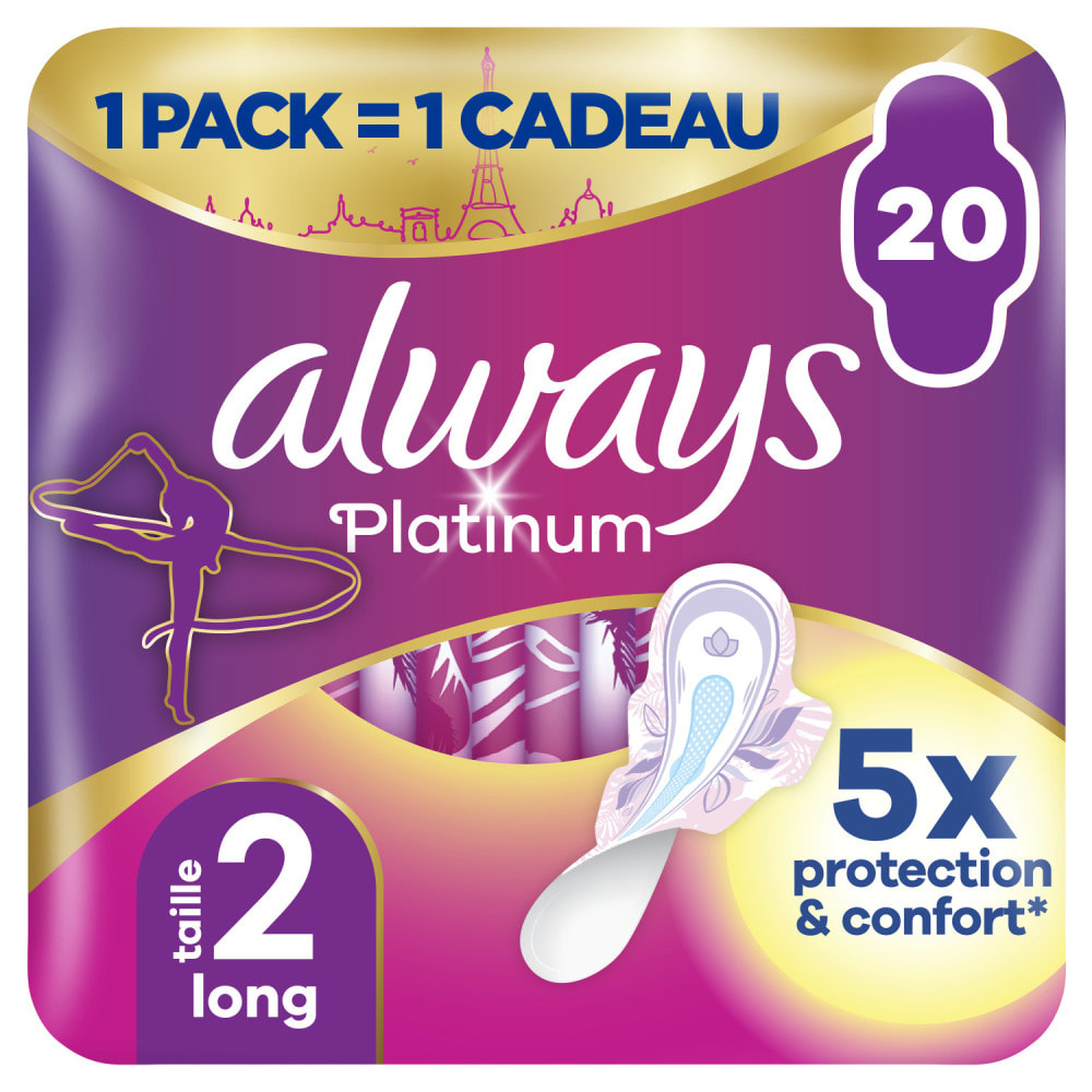 8x20 Serviettes Hygiéniques Always Platinum - Long Plus