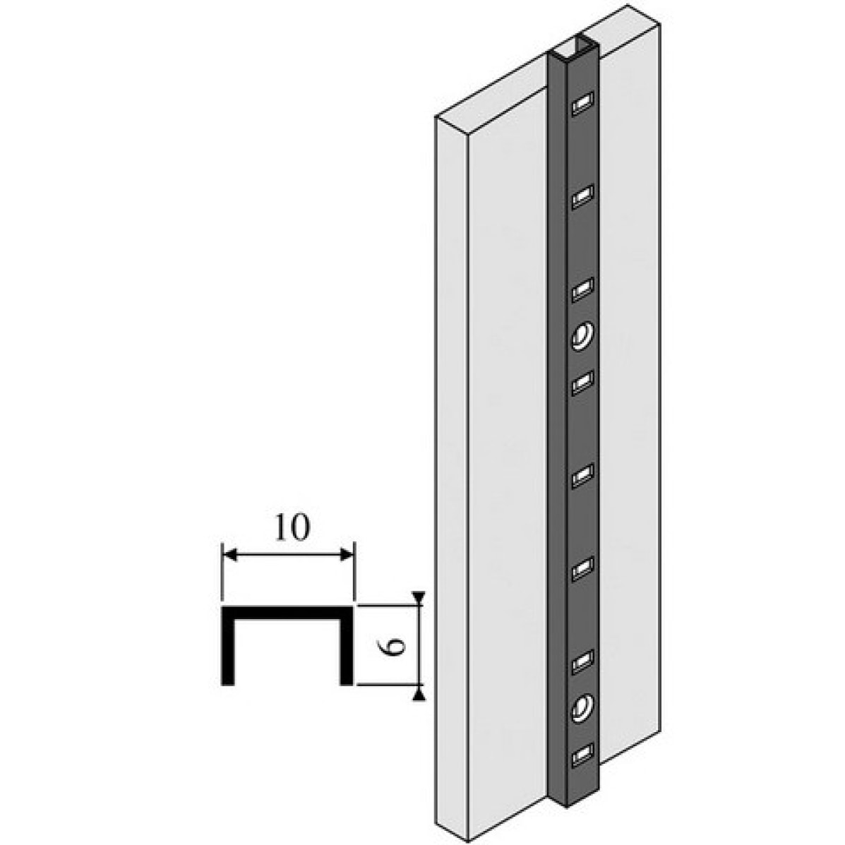 Crémaillère aluminium en applique 1340 VACHETTE - Anodisé argent - L.2 m - 290902