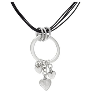 Gargantilla negro-plata chapado aro charms corazones