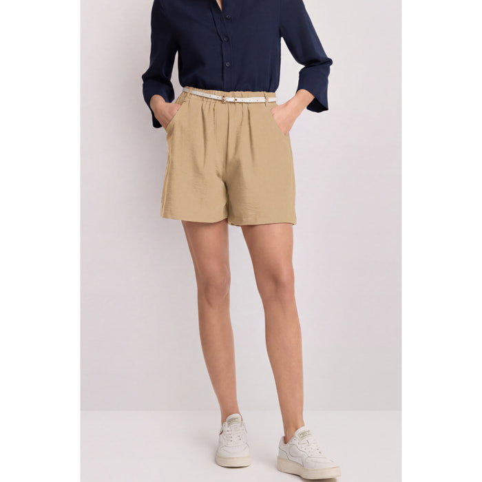 Kocca - Pantaloni corti con cintura Donna, Tinta unita