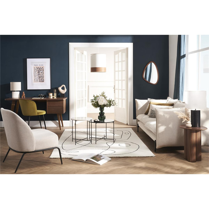 Lampe à poser en céramique émaillée noire et abat-jour écru H53 cm BERRO