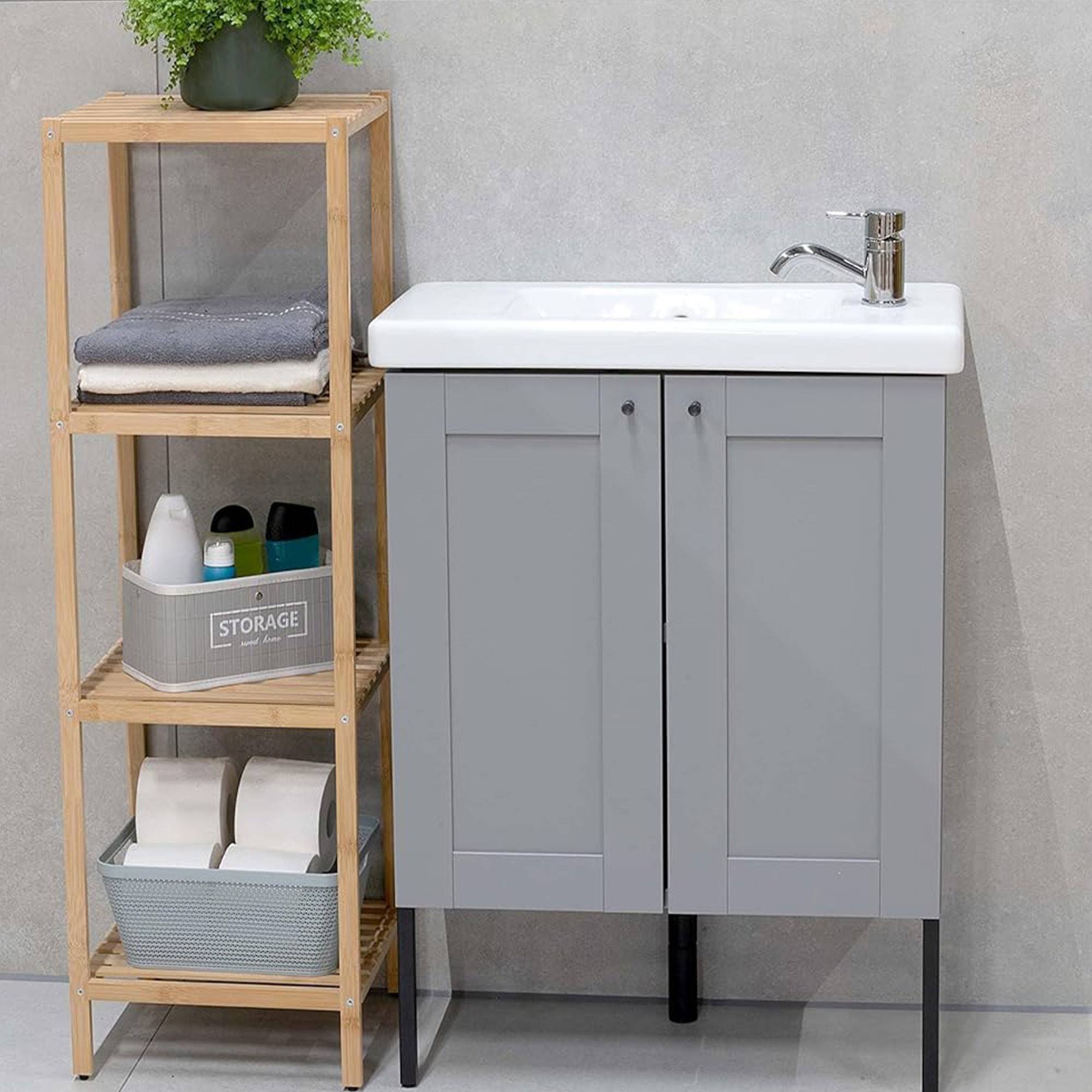 Well home estantería de almacenamiento en bambú con 4 nivles h.110cm