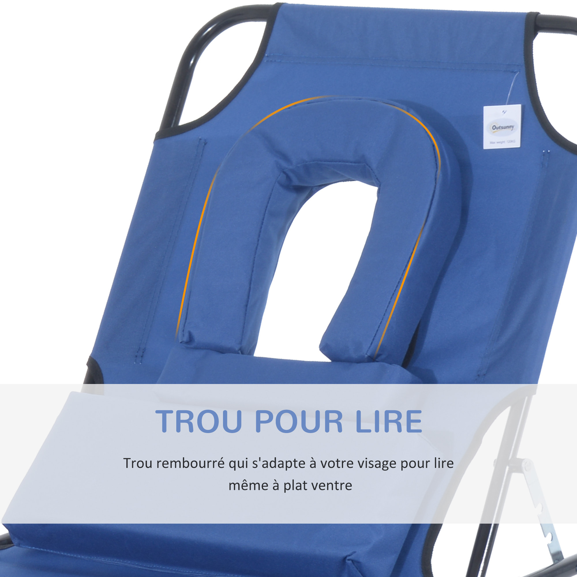 Bain de soleil pliable – Dossier 4 positions – Coussins inclus