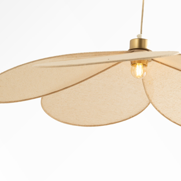 Suspension pétale en tissu beige et métal doré 75 cm - Flora