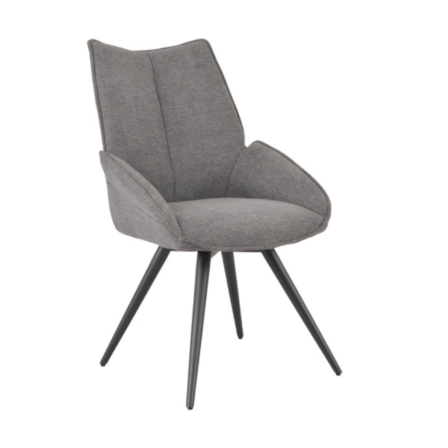 Chaise rotative 180° en tissu avec pieds évasés en métal noir - COLINE
