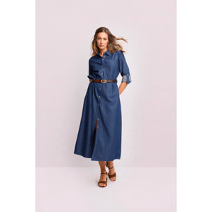 Kocca - Abito chemisier in cotone Donna, Tinta unita, Colletto di camicia