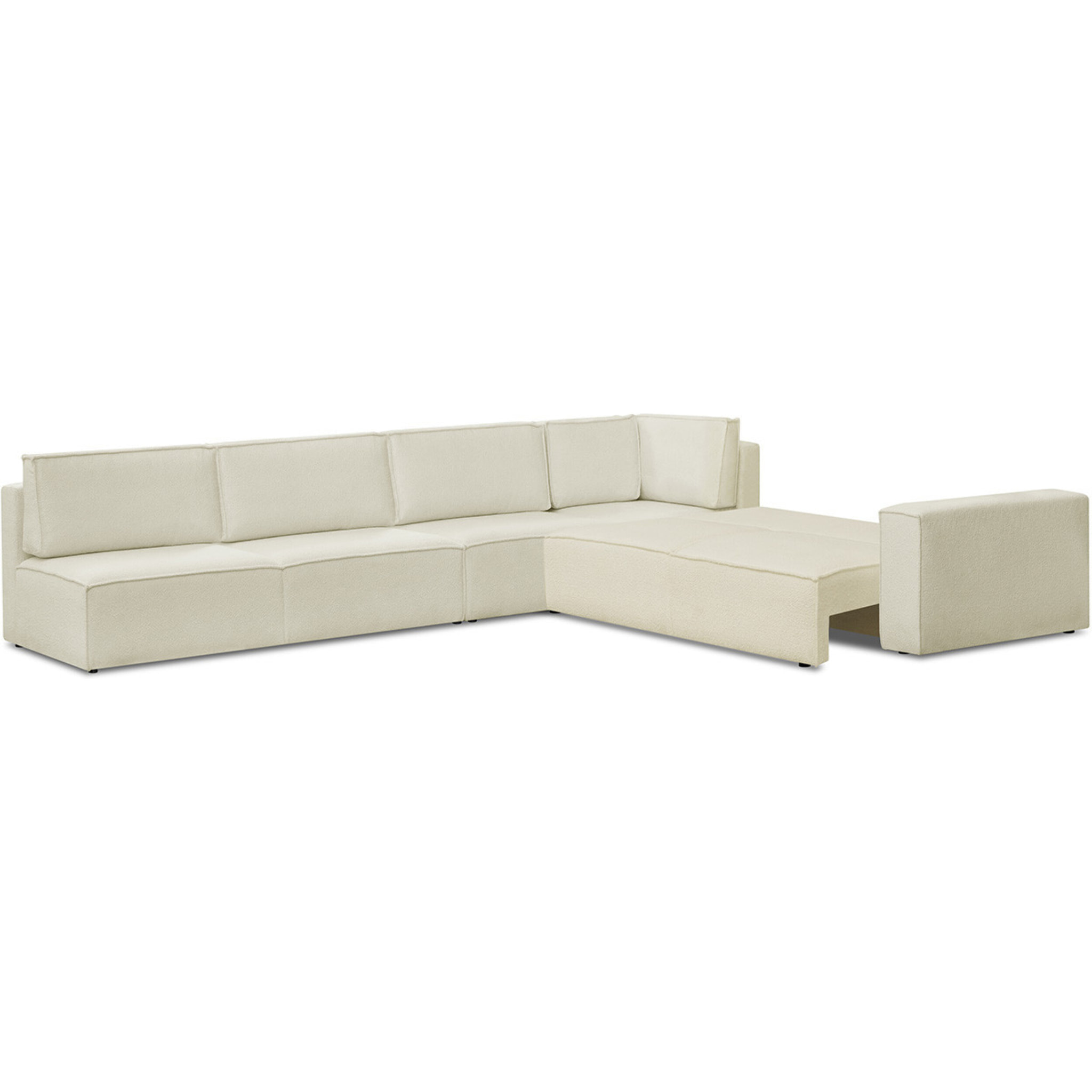 Canapé d'angle gauche convertible 10 places en tissu bouclé - HARPER MOD