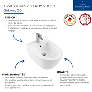 Bidet suspendu VILLEROY & BOCH Subway 2.0