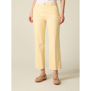 Oltre - Pantaloni cropped in drill misto cotone - Giallo