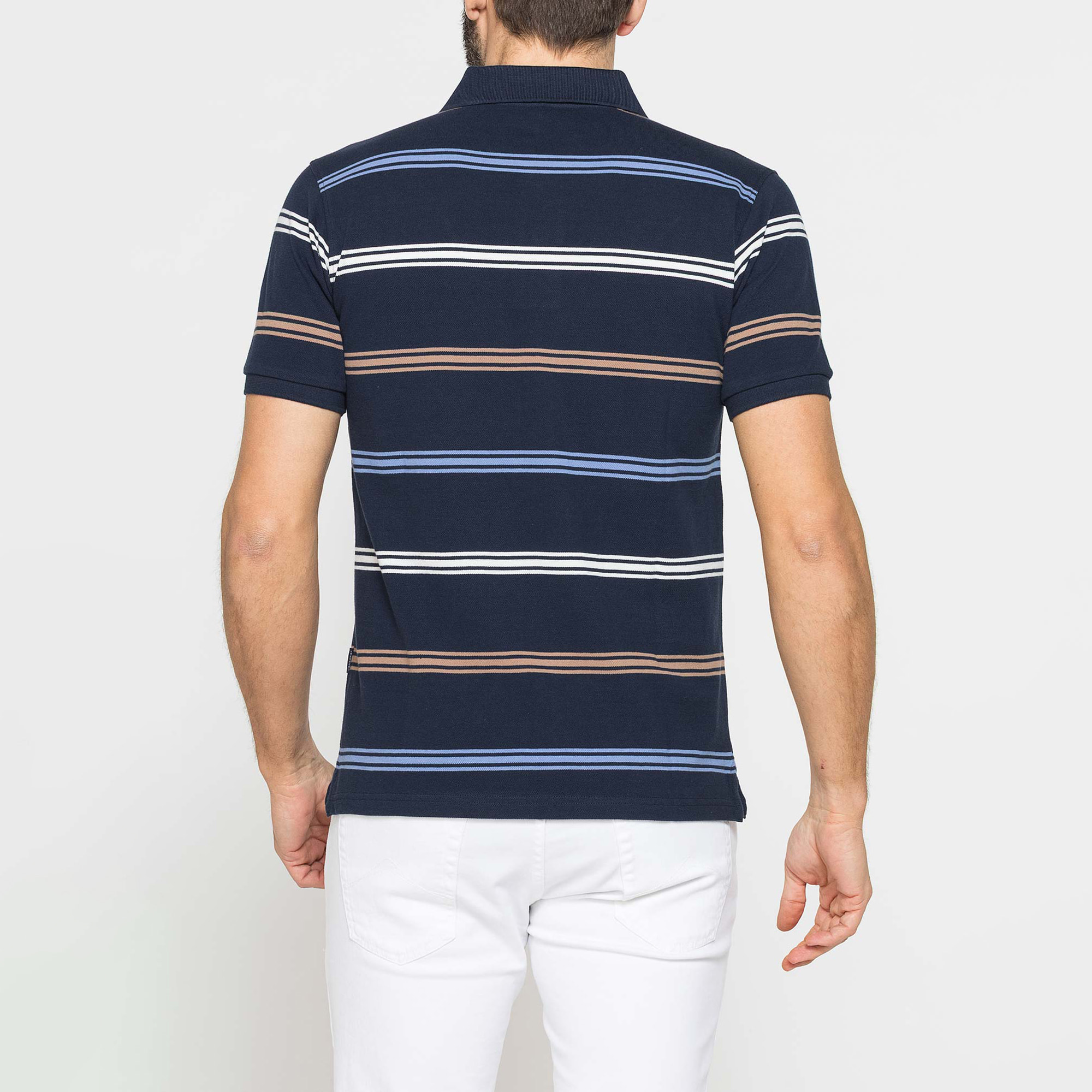 POLO A RIGHE DA UOMO IN PIQUET DI COTONE