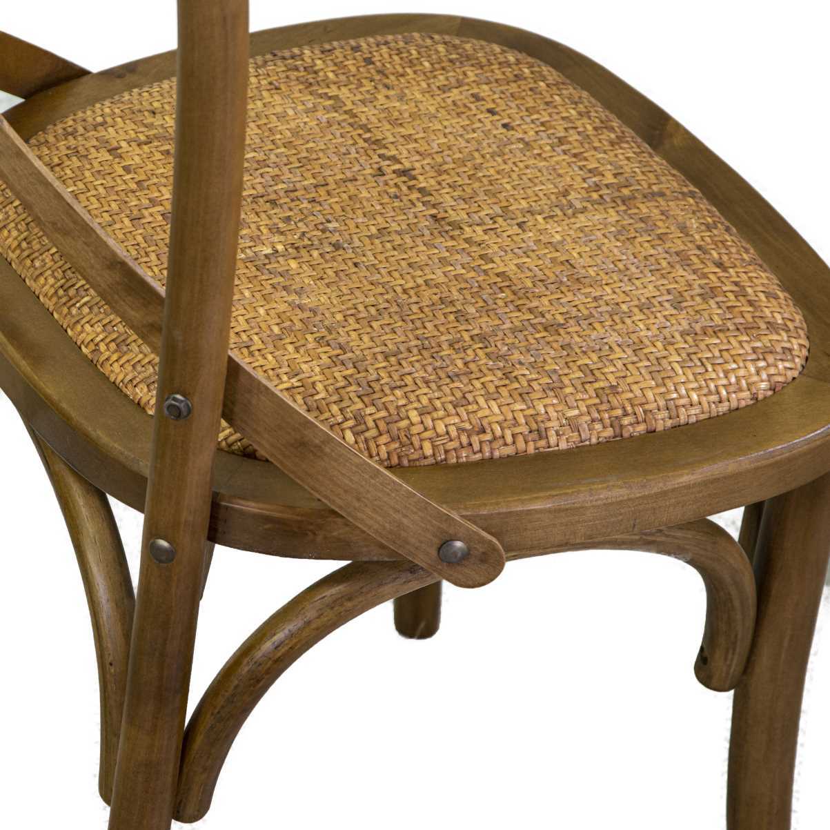 Sedia Cross Vacchetti in legno marrone chiaro con seduta a intreccio cm51x55h46,5/89