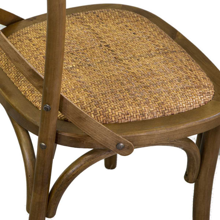 Sedia Cross Vacchetti in legno marrone chiaro con seduta a intreccio cm51x55h46,5/89