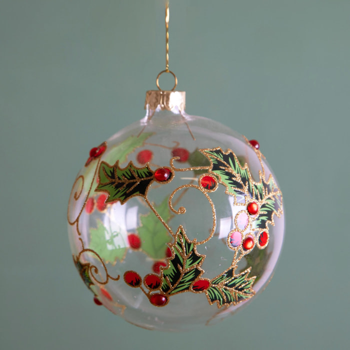 Sfera con Agrifoglio - Pezzi 6 - Colore Multicolore - 8x8Hx8cm - Bianchi Dino