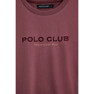 Camiseta rosa vino de manga corta con bordado Established 2012 Polo Club
