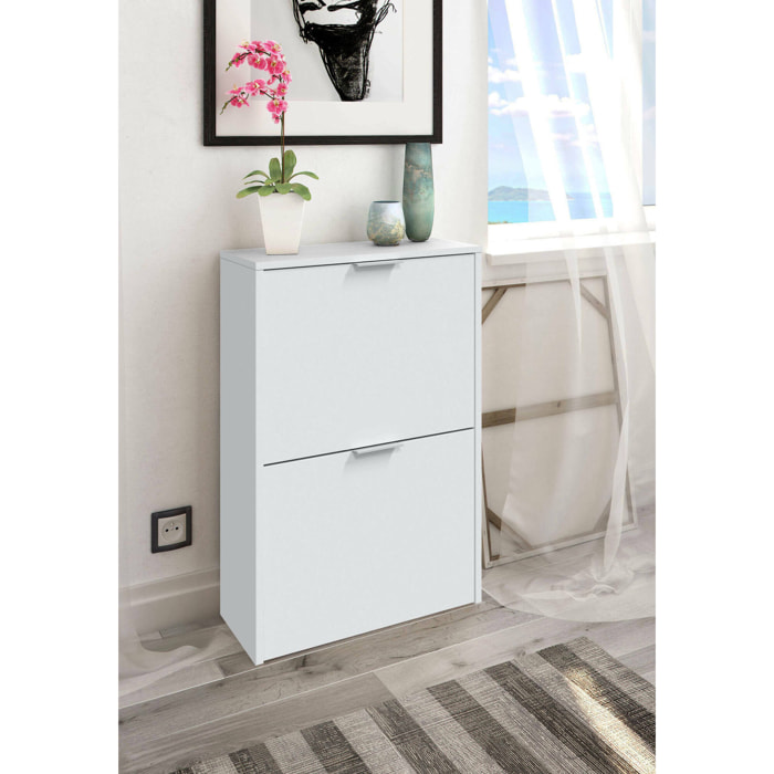 Scarpiera Arafat, Portascarpe salvaspazio a 2 ante, Scarpiera da ingresso , Armadio scarpiera, 50x22h76 cm, Bianco