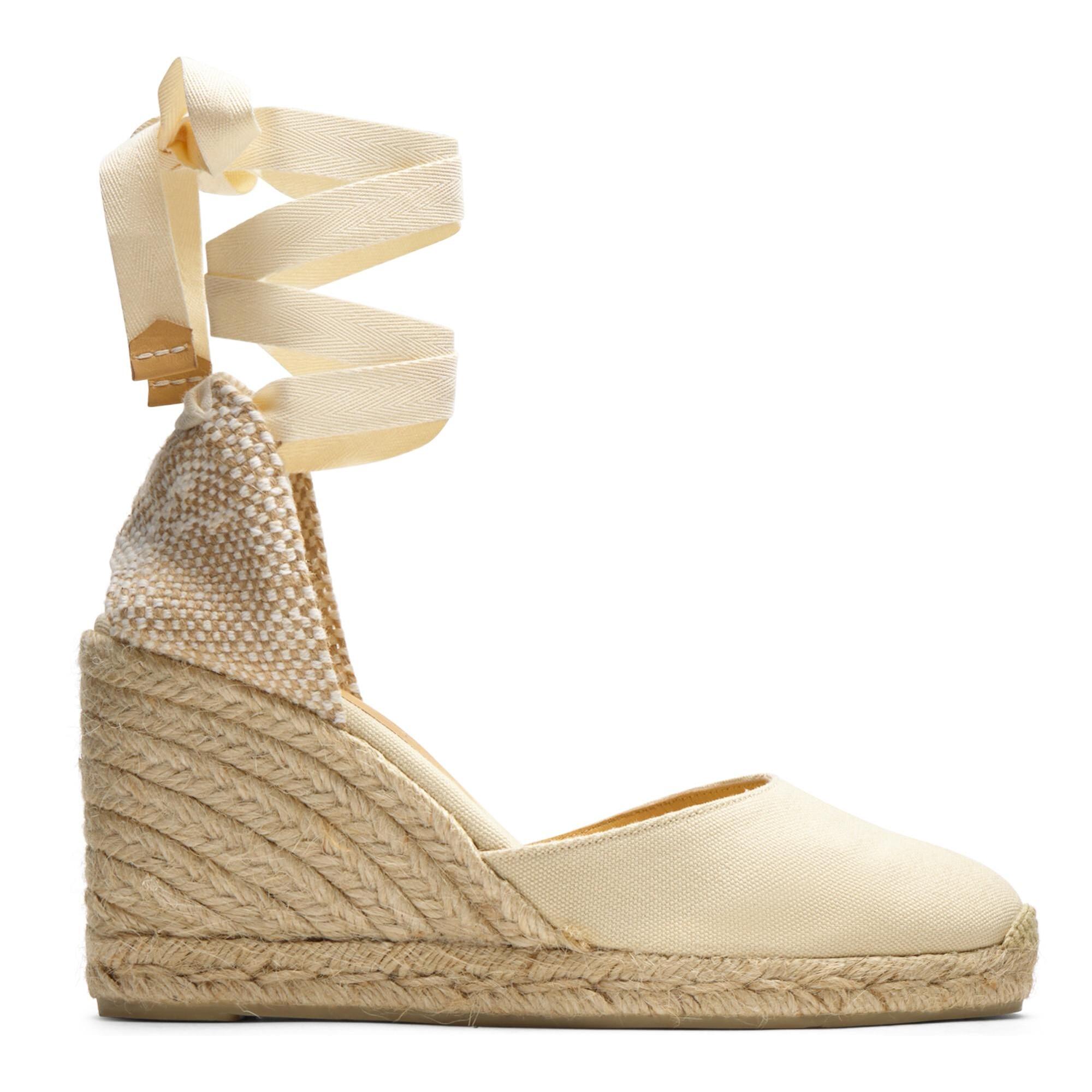 Alpargatas de cuña de mujer Carina en algodón orgánico, cierre mediante lazada