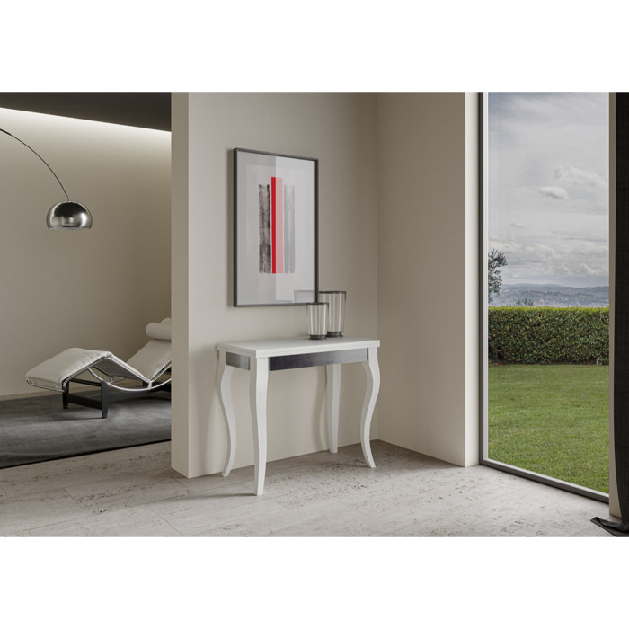 Console Olanda Librox cm.90x45 (extensible à 90) Frêne Blanc cadre Gris 142