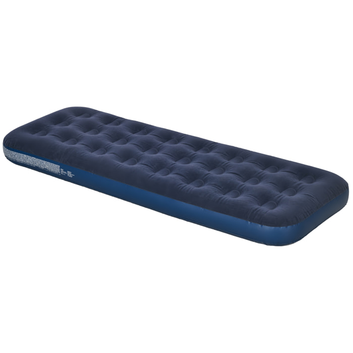 Matelas gonflable 1 personne lit pneumatique simple avec gonfleur manuel surface floquée bleu