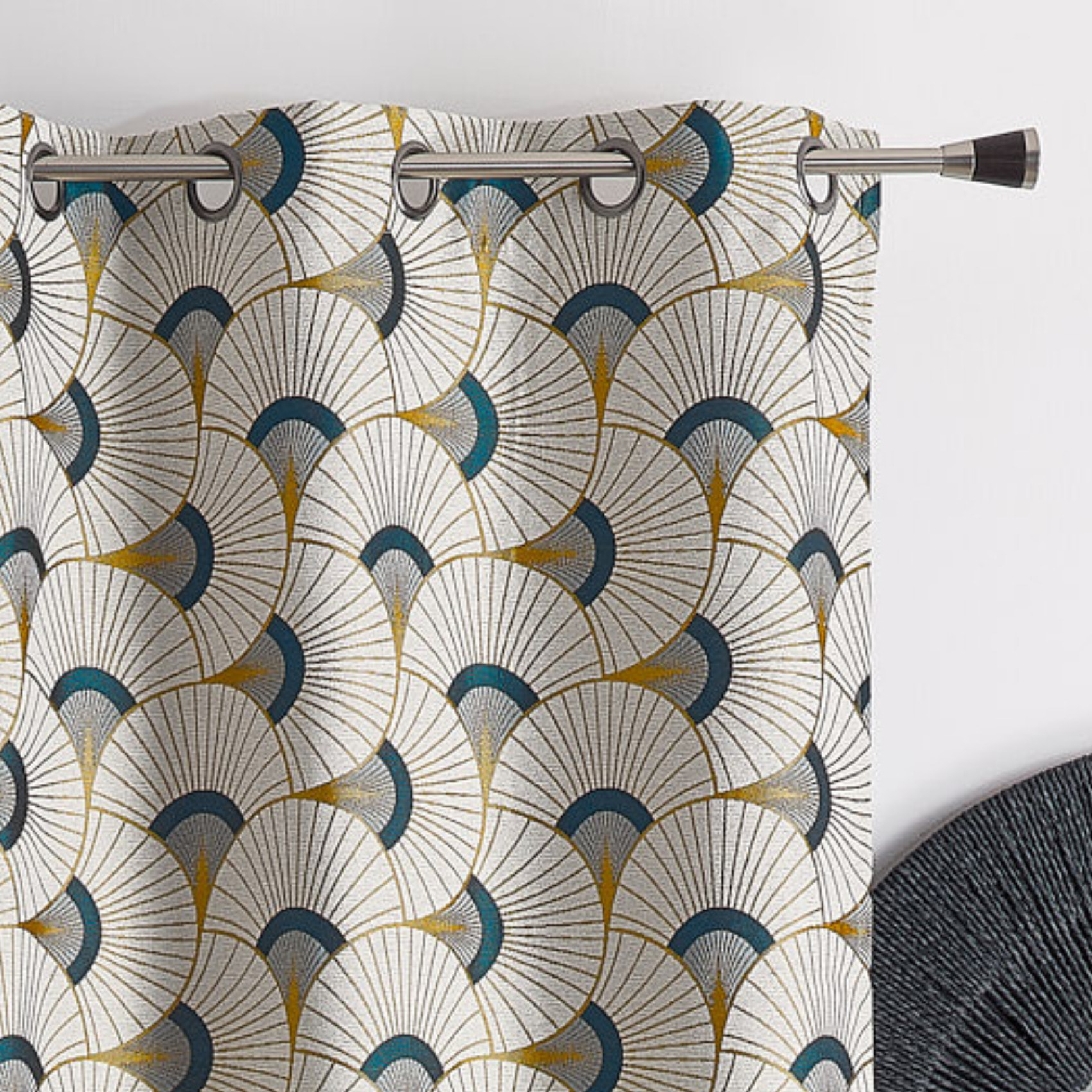 Rideau d'ameublement en jacquard - Jaune Ocre