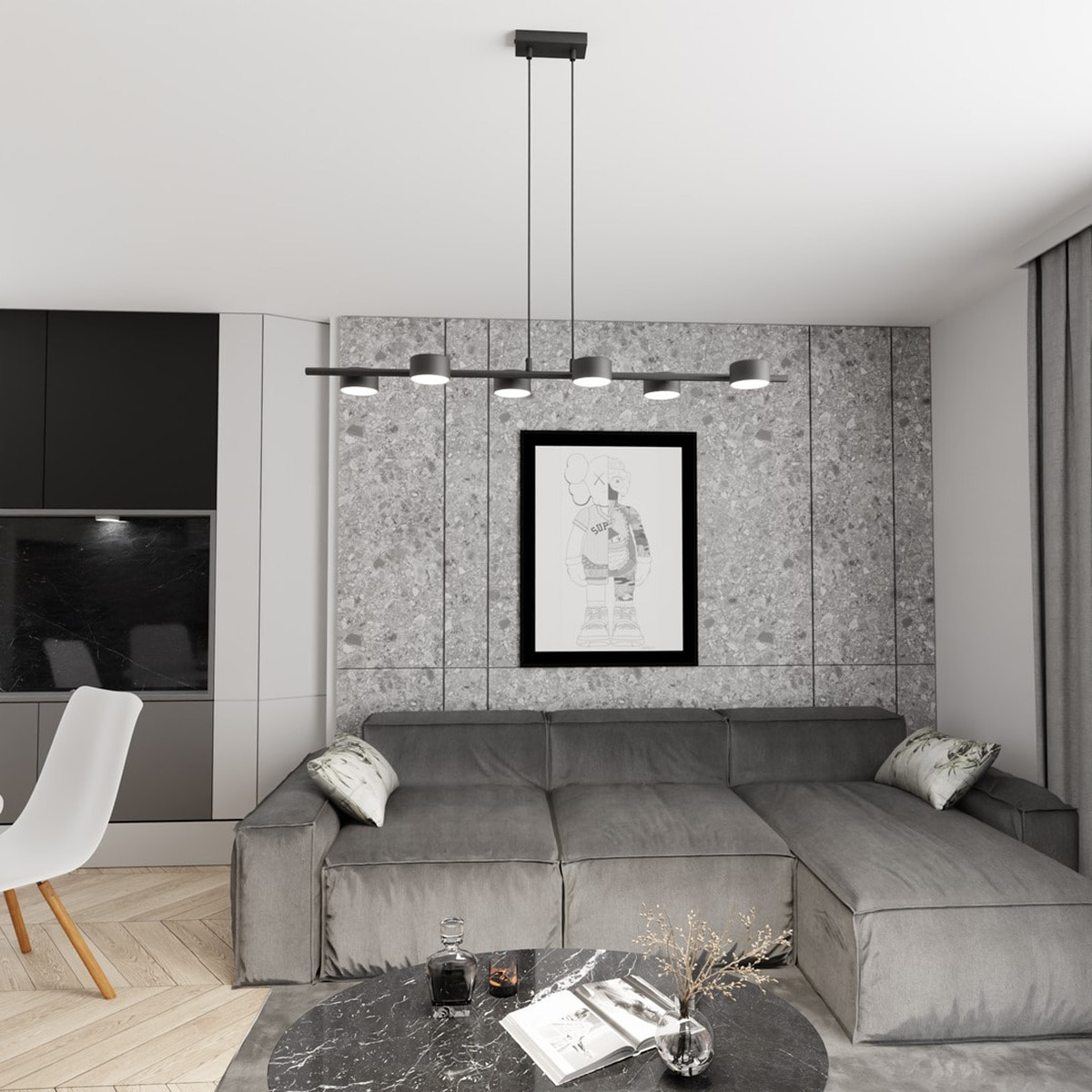 Lampada a sospensione Sora in acciaio nero opaco